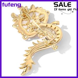 fufeng Phim Hoạt Hình Giả Vỏ Rồng Trâm Cho Phụ Nữ Trung Quốc Hoàng Đạo Rồng Men Pins Dễ Thương Động Vật Huy Hiệu Sinh Nhật Đồ Trang Sức Quà Tặng