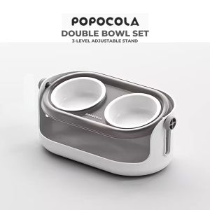 POPOCOLA Pet Double Bowl Set with Adjustable Stand