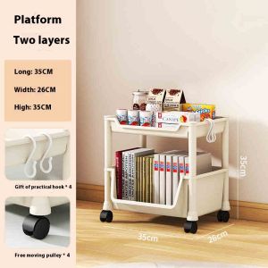 JJ.SG 2-5 Layers Storage Rack With Wheels Movable Book Shelf Rack Household Kitchen Shelf Rack