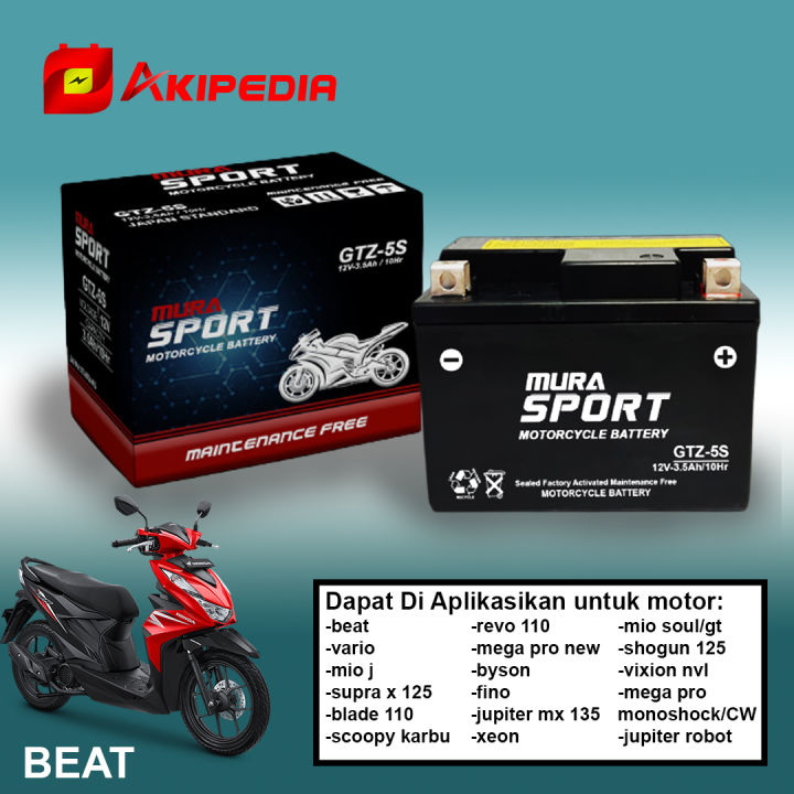 Aki motor beat vario mio aki kering murasport gtz5s | Lazada Indonesia
