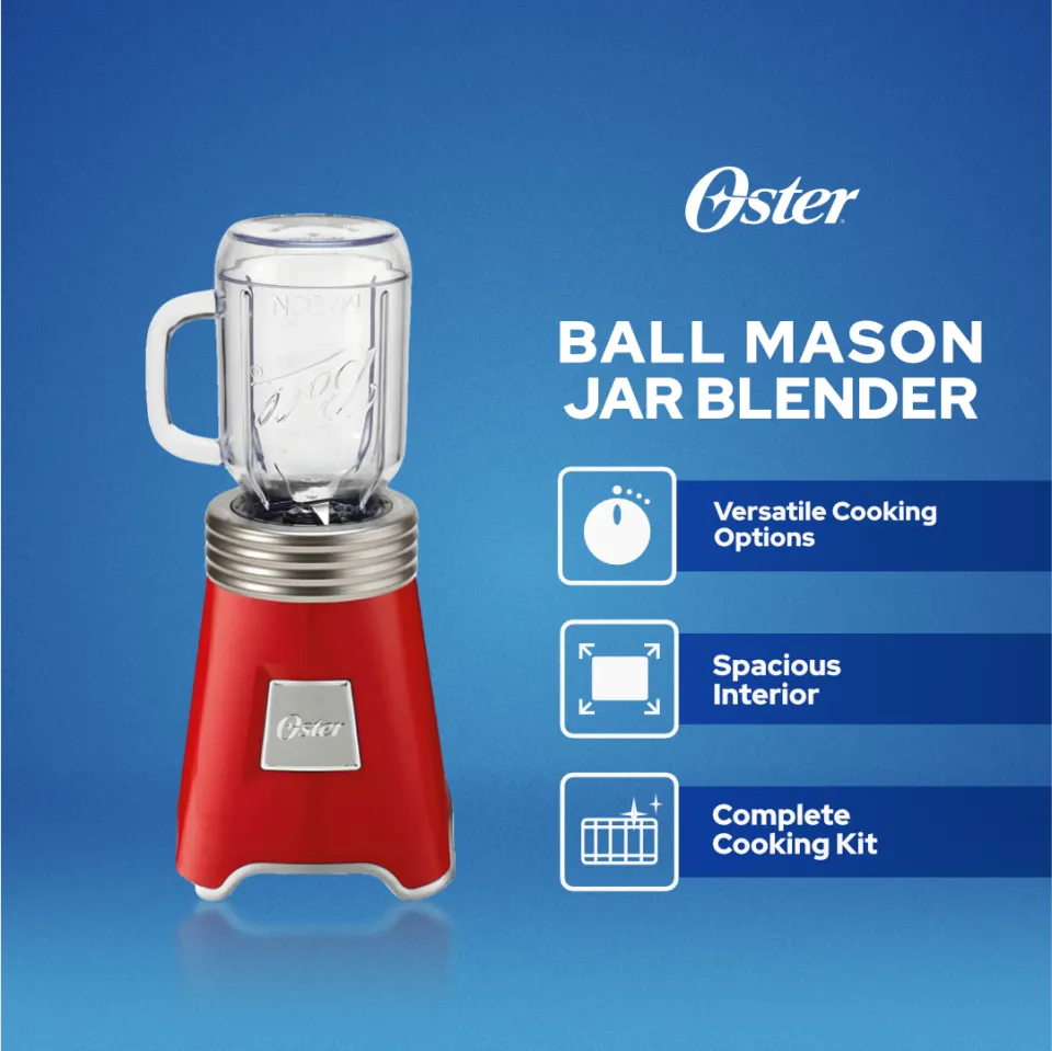 Oster Ball® Mason Jar Blender with 2 600mL Mason Jars - Red