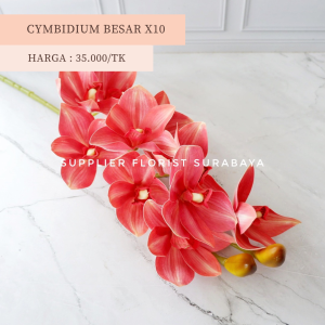 SFS - [CYMBIDIUM BESAR X10] BUNGA PALSU ANGGREK CIMBIDIUM ARTIFICIAL FLOWER ORCHID CYMBIDIUM LARGE JUMBO BESAR ANGGREK BULAN BUNGA KAMBOJA BUNGA HIAS DEKORASI PERNIKAHAN WEDDING DECORATION MENJUNTAI PANJANG BUNGA HEADPIECE