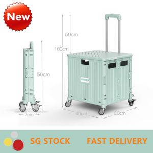 SG Stock 65L Foldable Shopping Large Utility Handy Cart / Foldable Trolley with 360 Wheel Collapsible