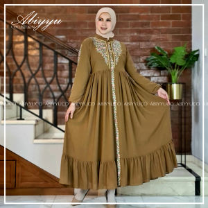 Abiyyuco TA9015 | Gamis / Dress Ceruty Babydoll Busui Hitam Putih dan Warna dengan Bordir Langsung di Bahan Kain.