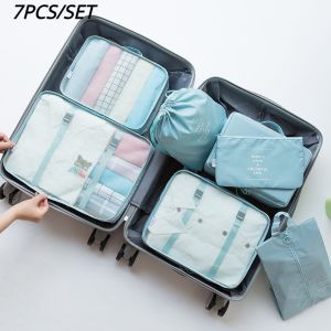 7 Buah / set Tas Penyimpanan Organizer Perjalanan Portabel Set Kemasan Koper