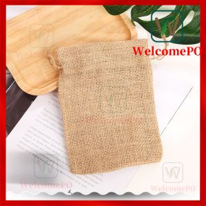 1PCS-Burlap Drawstring Pouch Plain Linen Gift Bag Jute Storage organizer Pouch String bag dust stringbag