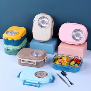 NANMEN 1000ml Thermal Lunch Box Stainless Steel Leak-Proof Food Soup Container Creative Triple Grid Insulated Box for OfficeSchool