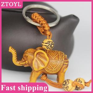 ZTOYL💝 Cute Animal Elephant Keychain Carving Riches Lucky Animal Key Chain Pendant 3D Engraving Lifelike Elephant Pendant Bags Keychain Key Holder Jewelry