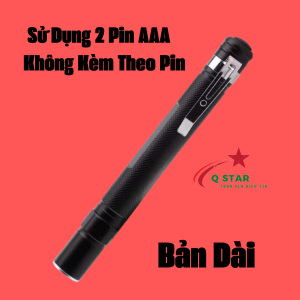 Đèn Pin Mini Bút Cài Zoom Xa Gần V4 Full Kim Loại Có Khuy Cài 1 Chế Độ Sáng SD Pin AAA