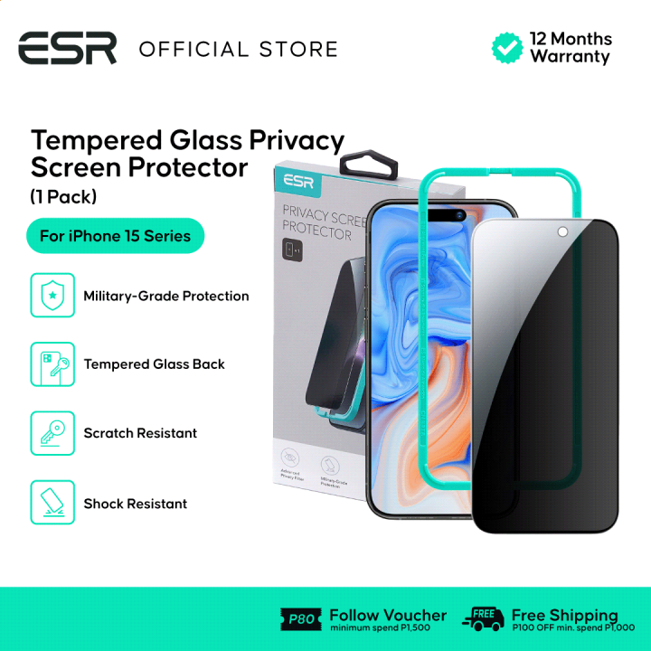 ESR iPhone 15 Pro Max Pro Plus Privacy Tempered Glass screen