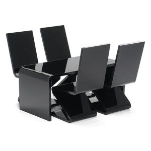 ชุดโต๊ะและเก้าอี้บ้านตุ๊กตา5ชิ้น1/12เฟอร์นิเจอร์บ้านตุ๊กตาอะคริลิกชุดโต๊ะทำงานรูปแบบอุปกรณ์เสริมสำหรับบ้านตุ๊กตา