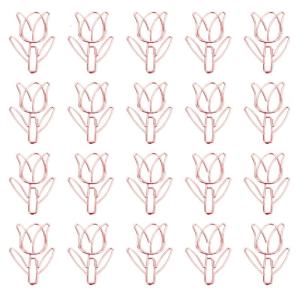20 Pcs Tulips Shape Paper Clips Metal Planner Clips Decorative Paper Clips Small Bookmarks Office Supplies