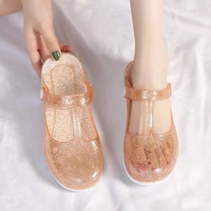 Closed-Toe Clogs Garden Beach Shoes Jelly Sandals For Women Flat Non-Slip Beach Vacation Thick-Soled Nurse Sandals