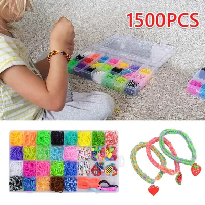 1500pcs Colorful Loom Bands Set EducationalKids Toys DIY Rainbow Rubber Band Woven Bracelets Kit
