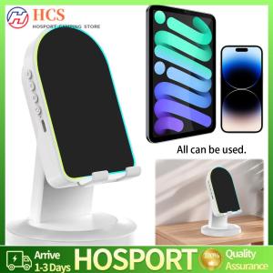 【HCS】2 ใน 1 ลำโพงเหนี่ยวนำพร้อมแท็บเล็ตที่ถือโทรศัพท์ขาตั้งลำโพง bt rgb ลำโพง BT ขนาดเล็กสำหรับโทรศัพท์มือถือสากล