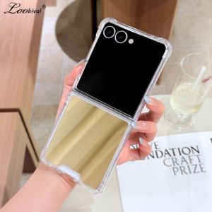 for Samsung flip7 Fashion Mirror Airbag Bumper Case for Samsung Galaxy Z Flip 7 6 5 4 3 Make Up Ultra Slim Thin Shockproof Cover
