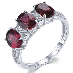 Lohaspie Jewelry Real 2.1 Carats 925 Silver Ring Women Original Natural Aquamarine Rhodolite Garnet Ring Aquamarine 925 Sterling Silver Ring Women Fashion Ring Silver 925 Jewelry