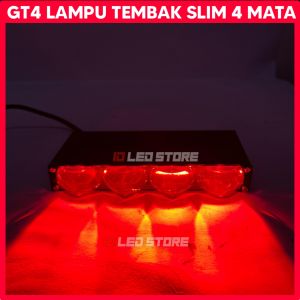 LAMPU TEMBAK LED 4 MATA DEVIL EYE SLIM GEPENG TYPE GT4 PUTIH KUNING EXTRA FAN COOLER