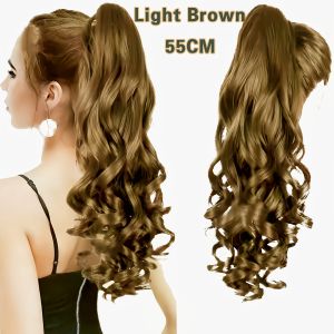 Tóc giả đuôi ngựa kẹp xoăn thời trang và hợp xu hướng tự nhiên và bồng bềnh tóc giả tổng hợp chịu nhiệt chất lượng cao dễ đeo và không dễ bị rơi ra.