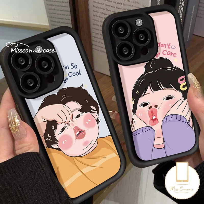 MissConnie Couples Funny Cute Boy Girl Case Compatible for IPhone 11 7Plus  15 11 12 14 13 Pro Max X XR 6S 15 Plus XS Max SE 2020 Shockproof