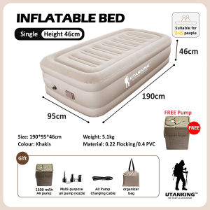 UtanKing™ Inflatable Bed Camping Tent Sleeping Air Mattress Auto Inflate Built-In Pump Tilam Angin