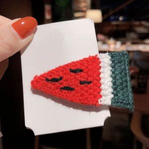 Cute Knitted Cartoon Fruit Hairclips Colourful Embroidery Bangs BB Clip Childrens Hair Clip