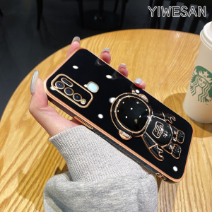 YIWESAN Casing Ponsel untuk VIVO Y50 Y30 Y30I Y51 2020 Y51A Y31 2021 Y53s Y33 Y35 Y02 Y02A Y11 2023 Case lembut astronot lipat dudukan Casing ponsel HP lensa penuh pelindung silikon Softcase pelindung kreatif Kesing