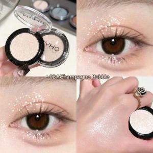 Single Color Highlight Gloss Fine Flash Eyeshadow Glitter Long-Lasting Waterproof Eyeshadow Palette Dual-Use for Cheeks and Eyes