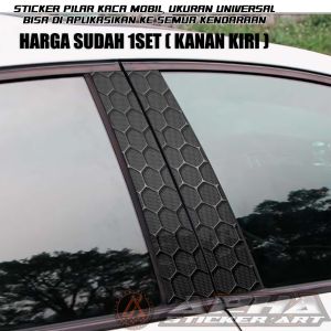 Stiker Pilar Pintu Mobil Satu Set Kanan Kiri - Cocok untuk semua Mobil Model 3D/Carbon
