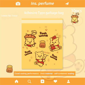 Hourser 10Pcs Cartoon Garbage Bag Portable Disposable Sticky Car Office Desktop Cleaning Garbage Storage Trash Rubbish Bags