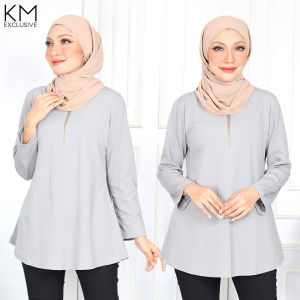 KM Muslimah Hanna Zipper Peplum Fashion Blouse Top Baju Wanita Modern Muslim [B22378]