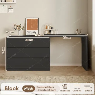 Dressing Table With DrawerWith Cabinet Dressing Table 2 in 1 INS Vanity Table Cabinet Desk Bedside Cabinet Ins style Simple Modern Dressing Table