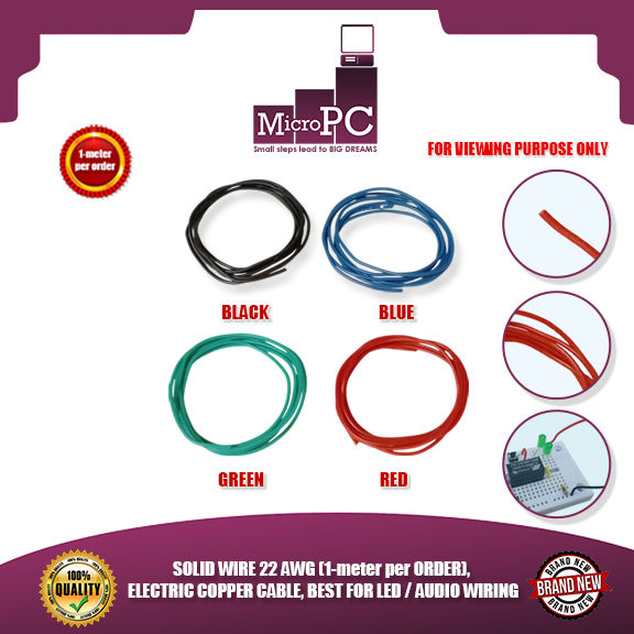 MICRO PC SOLID WIRE 22 AWG (1-meter per ORDER), ELECTRIC COPPER CABLE ...
