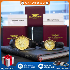 Đồng hồ nam nữ đồng hồ đôi Sunrise DM1126SWA full hộp thẻ bảo hành hãng kính Sapphire chống xước chống nước dây da