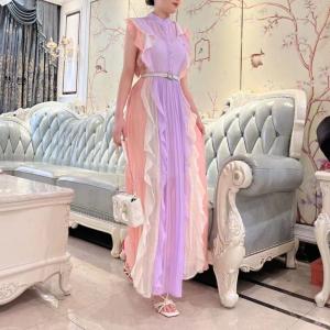 [Fashion JB] 12620 Gaun Dress Maxi Wanita Mimosa Pleated Ruffle Chiffon Import