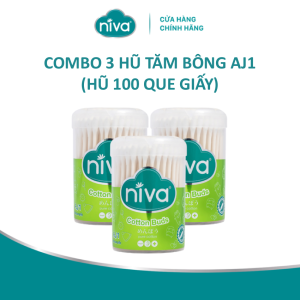 Tăm Bông Niva Hũ Xoay 100 Que Thân Giấy AJ1 Đa Năng Chuyên Dùng Ngoáy Tai Vệ Sinh Trang Điểm Thân Thiện Môi Trường