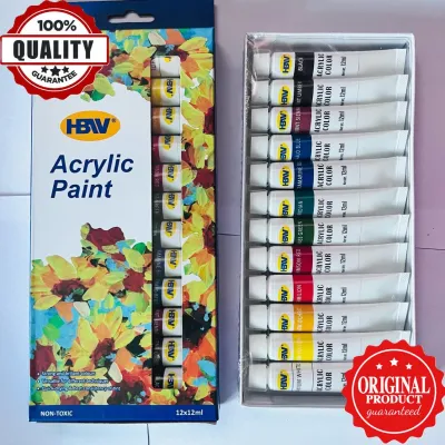 Acrylic Paint HBW Non-Toxic 12colors/12tubes (12ml/tube) (SOLD PER SET)