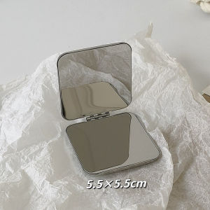 Foldable Double-Sided Small Mirror for Female ins Handheld Simplicity Metal Cosmetic Mirror Portable Flip-Top Makeup Mirror for Girls Dormitory