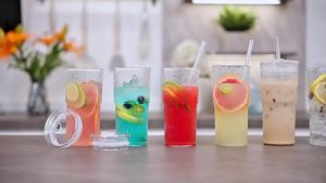 Luiaiog Glass Cups with Lids and Glass StrawsMason Jar Cups High Borosilicate 20OZ Tumblers (2Pcs) for Coffee Tea Juice Smoothies Hot/Cold Drinks at Home Office