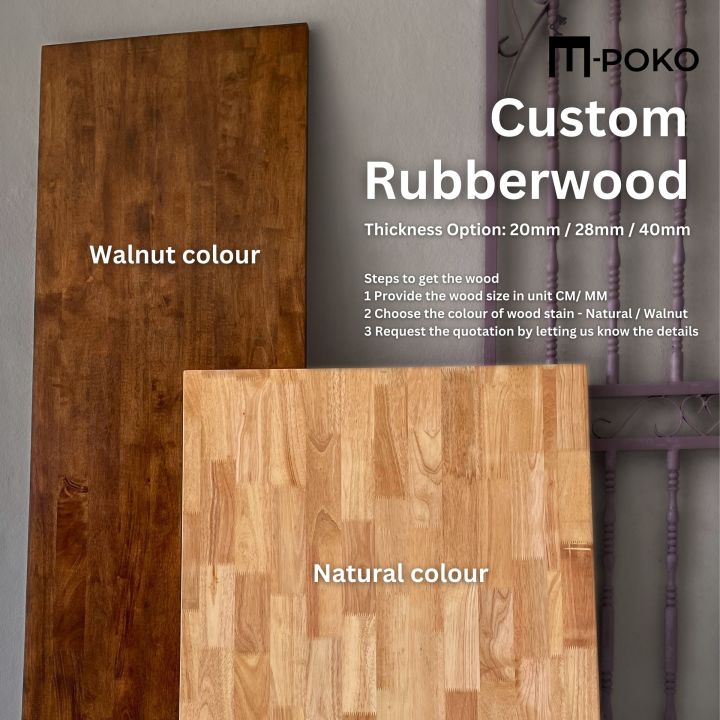 Solid Rubberwood custom size cut for tabletop countertop DIY design