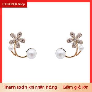 CS Khuyên tai nụ hoa ngọc trai giả sang trọng phong cách Hàn Quốc Trang sức nữ tính thanh lịch đồ trang trí đám cưới