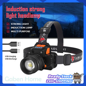LED Headlight Outdoor Emergency Sensor Zoom Flashlight Built-in 18650 Battery Powerfull Headlamp Long Range Night Fishing Headlamp
