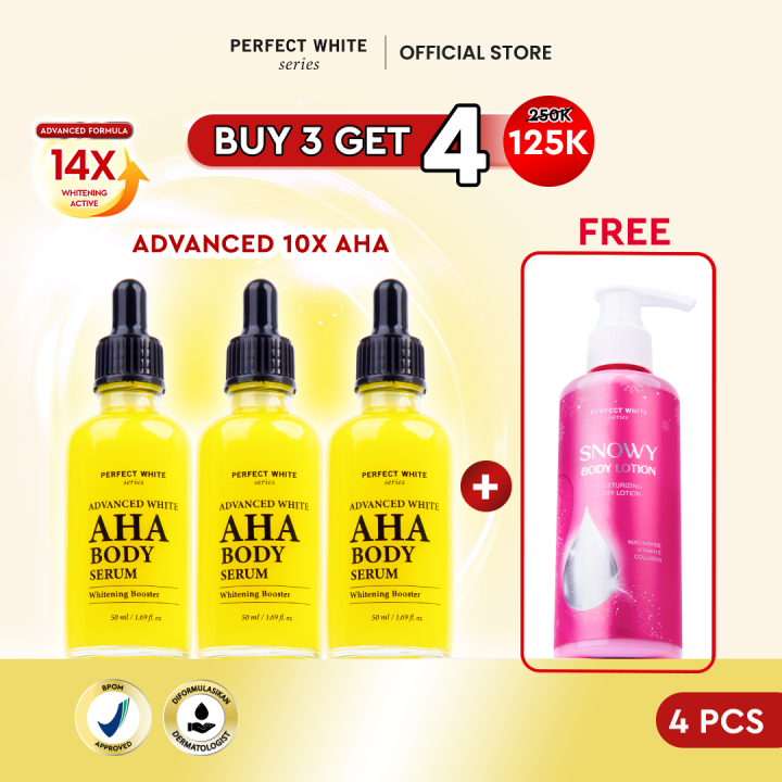 BUY 3 GET 4] [Free 1pcs Snowy Body Lotion 200ml] PERFECT WHITE 3pcs  Advanced 10X AHA
