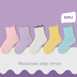 R2933 Kaos kaki anak TK SD Umur 3-8 tahun perempuan Kaos kaki anak ruffle polos kualitas premium warna putih kuning ungu pink biru kids socks cotton