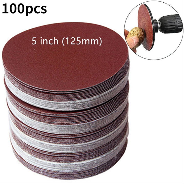 [Malaysia Stock] 100pcs 5 inch 125mm Sander Disc Sanding Discs 401500