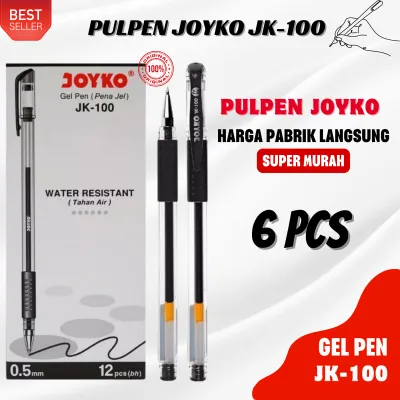 (SUPER DISKON 6 PCS PULPEN JOYKO) Pen Bolpen Gel JK-100 Joyko ( 6 PCS ) Gel Pen Pulpen Pena Joyko JK-100 Black 0.5 mm/pen Joyko/Pulpen Murah Joyko/Colour Fashion