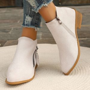 [Free Shipping] Plus-Size WomenS Chunky-Heeled High Heels New Autumn Collection Versatile Ankle Boots