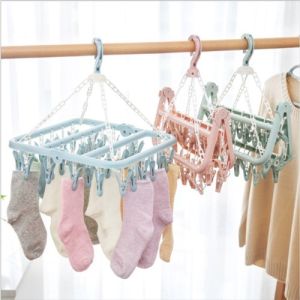 Gantungan Baju Jepit 32 Klip – Cocok untuk Kaos Kaki & Pakaian Dalam Serbaguna Lipat & Hemat Tempat