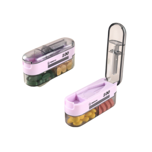 【Easy-Cut &amp Leak-Proof】Portable Pill Cutter/Medicine Organizer Travel Pill Case Daily Pill Splitter Compact Tablet Storage Portable Medicine Cutter Sealed Box