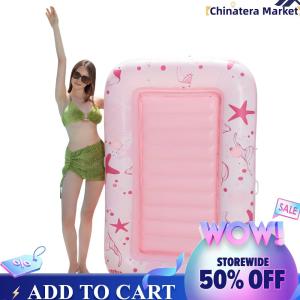 【Chinatera】 PVC Inflatable Tanning Water Lounge Chair Dual-Use Sunbathing Floating Raft Thicken Large Folding Float Row Swimming Pool Accessories